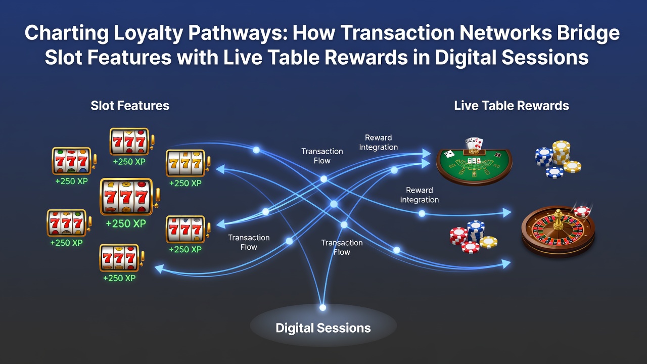 Darstellung von Transaktionsnetzwerken, die Slot-Features mit Live-Tisch-Belohnungen verbinden