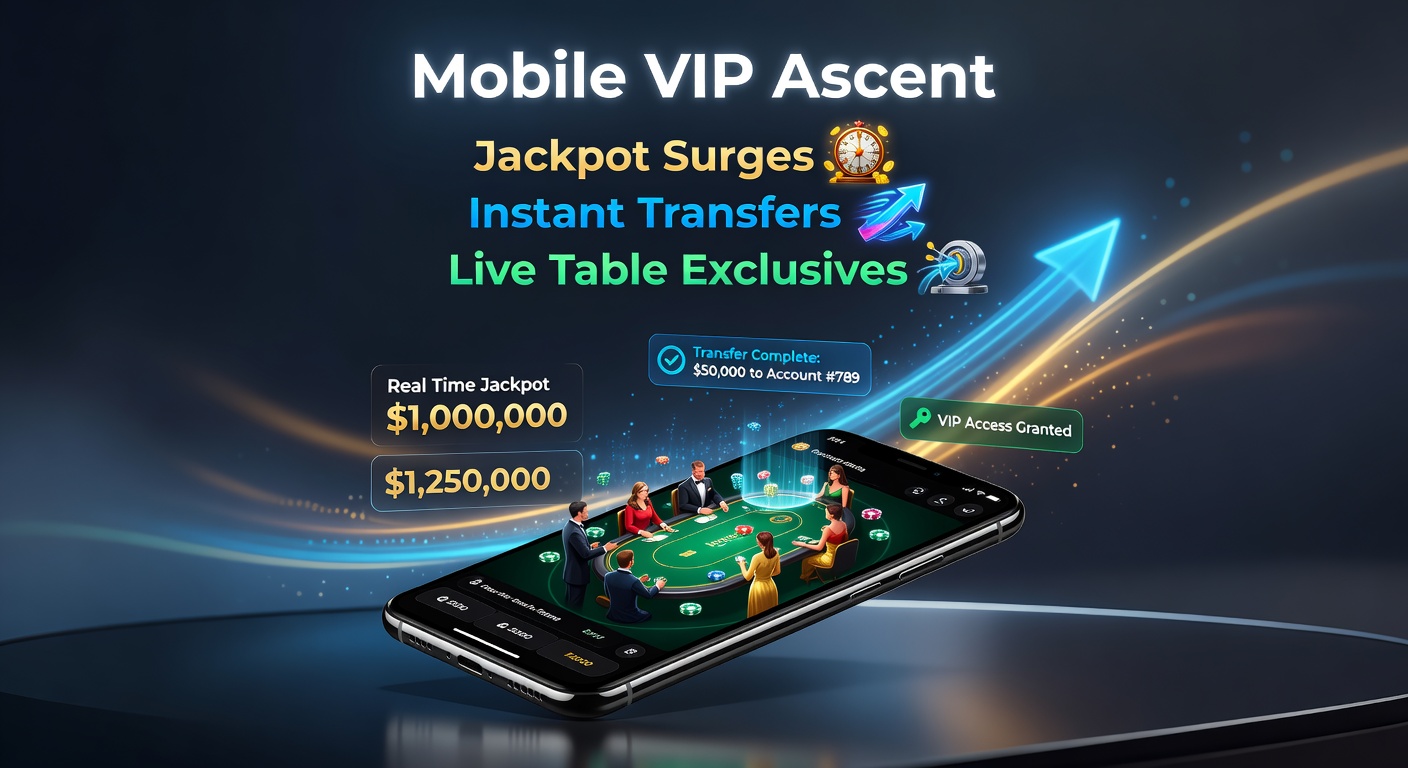 Smartphone-Bildschirm zeigt steigenden Jackpot und VIP-Live-Tisch mit mobiler Oberfläche