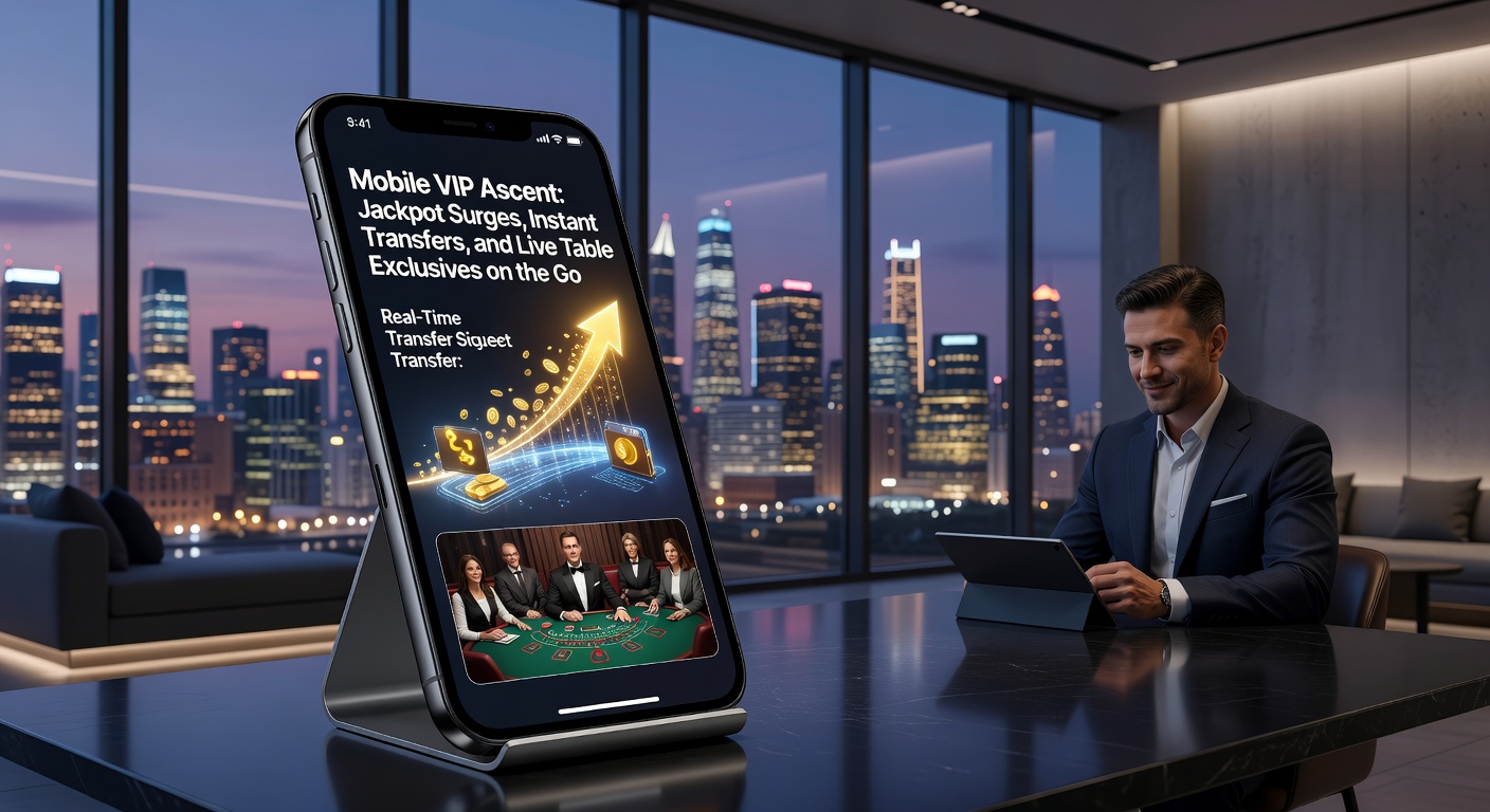 VIP-Spieler am Handy mit Live-Dealers und Instant-Transfer-Bestätigung